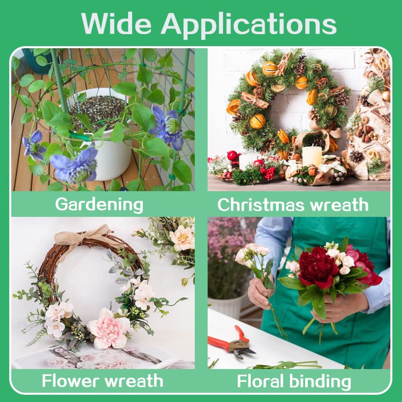 110-Yard 22-Gauge Green Floral Wire for Wreaths, Crafts & Flower Arrangements